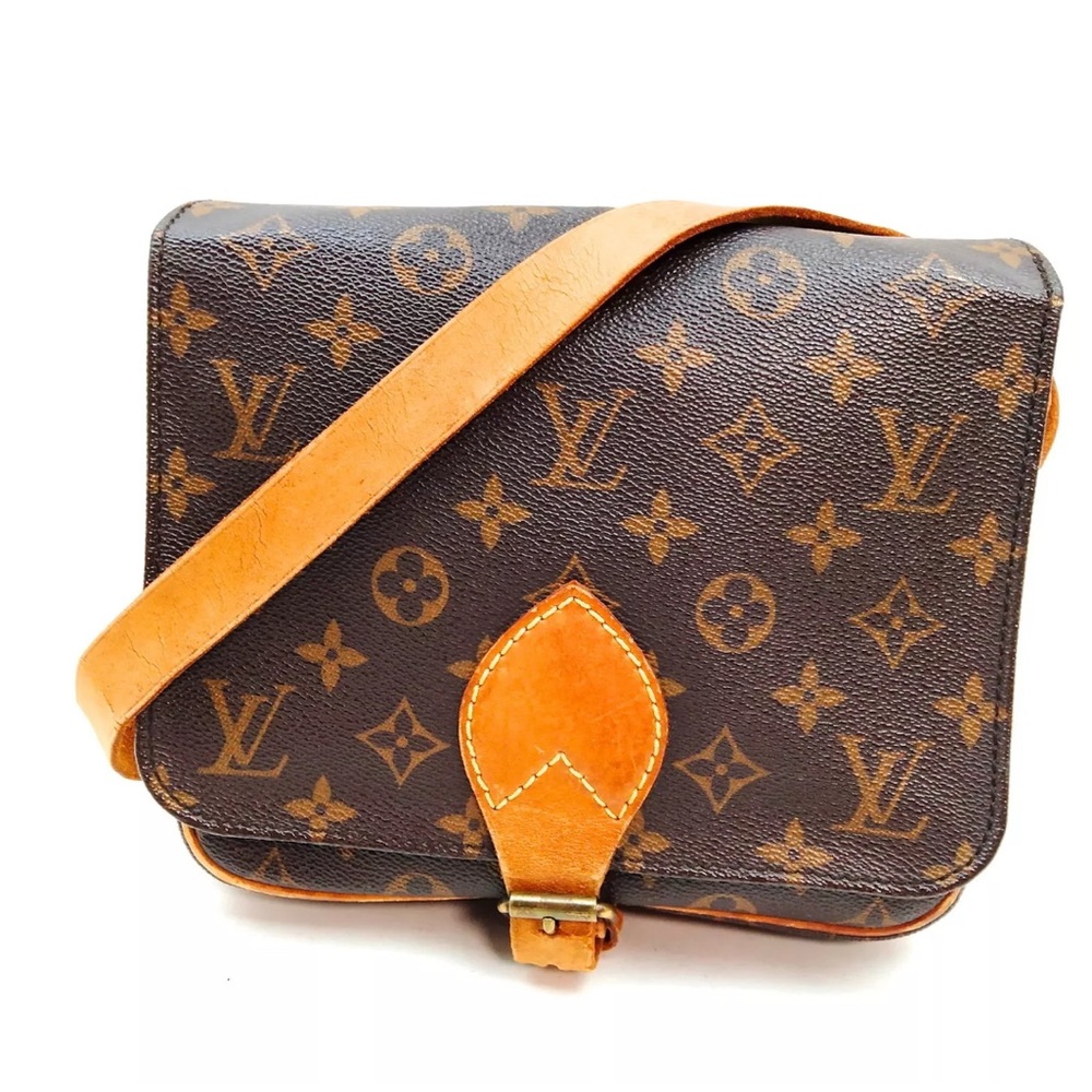Louis Vuitton Brown Monogram Crossbody Bag with Tan Leather Trim - Picture 1 of 10